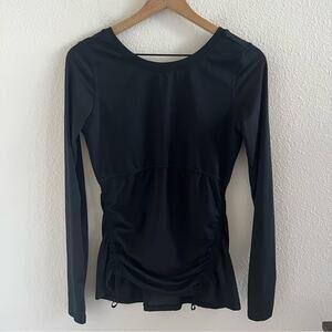 Fabletics Black Top Long Sleeve Mesh Bottom Portion Fall Winter Active Small